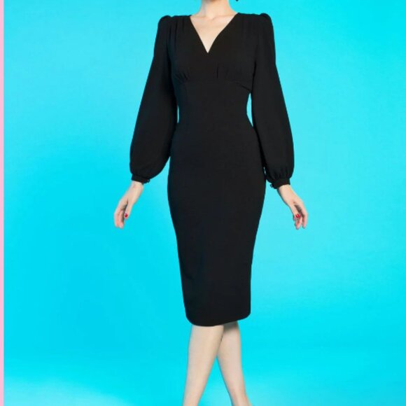 Rachel Dress in Black Stretch Crepe by Traci Lords 3X - Picture 3 of 7